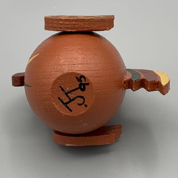 Vtg Folk Art Hand Painted Wood Chicken Rooster Figurine Signed JT '95 Farmcore - Picture 9 of 9